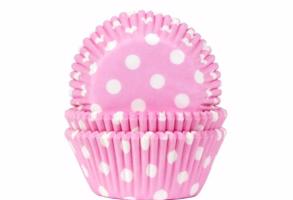 Košíčky na muffiny 50ks růžové s bílými puntíky - House of Marie