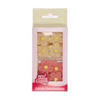 Marcipánové zdobení 12ks květy bílé a růžové - FunCakes