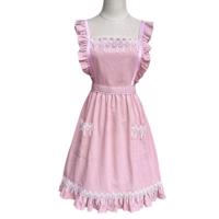 Zástěra kuchyňská světle růžová retro s kytičkama - Cakesicq